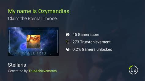 My name is Ozymandias achievement in Stellaris (Windows).